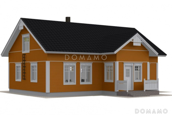 Проект каркасного дома с двумя спальнями на мансардном этаже