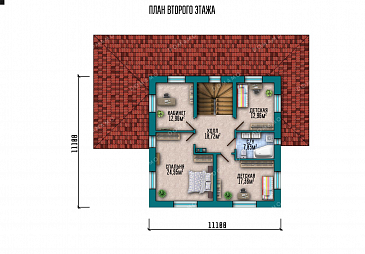 Проект дома из газобетона с террасой и тремя спальнями / План 2 этажа