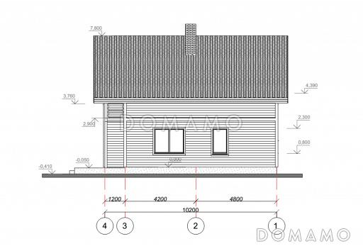 Проект дома с просторной террасой и открытым балконом / Фасад сзади