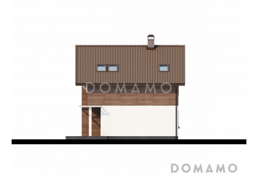 Проект двухэтажного дома из газобетона с панорамным остеклением / Фасад 2