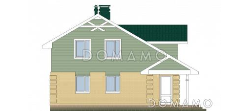 Проект каркасного дома с навесом для двух машин и крытой террасой / Фасад 4