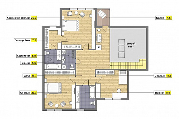 Проект кирпичного дома с отделкой из двух материалов / План мансардного этажа