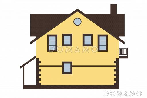 Проект каркасного дома с эркером и спальней на первом этаже / Фасад 2