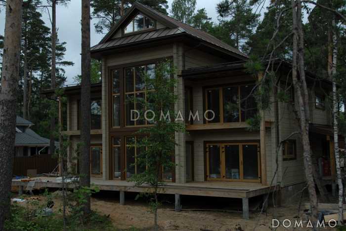 Проект трехэтажного деревянного дома из клееного бруса с бильярдной