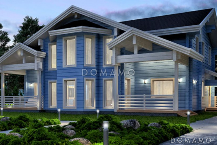 Проект дома из клееного бруса с эффектной зоной второго света