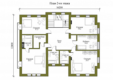 Проект двухэтажного дома в стиле фахверк с подвалом и лаундж-зоной / План 2 этажа