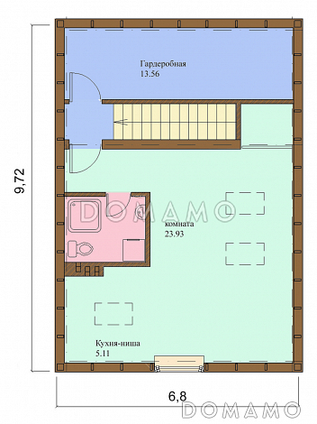 Проект одноэтажного дома с мансардным этажом, с гаражом на 2 машины / План мансардного этажа