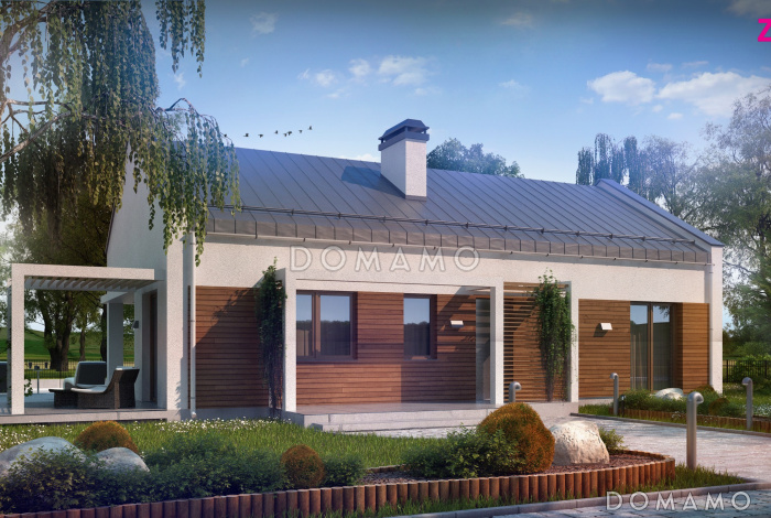 Проект одноэтажного дома из кирпича современного дизайна