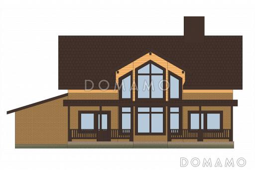 Проект дома из пеноблоков с эркером и гаражом для одной машины / Фасад 3