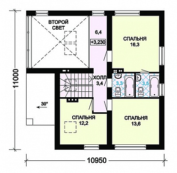 Проект дома из панелей SIP с необычной отделкой / План мансардного этажа