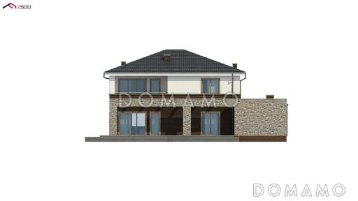 Проект загородного дома с комнатой отдыха, сауной, террасами, кладовой / Фасад 3