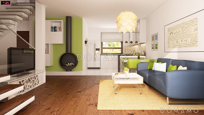 Проект компактного одноэтажного дома из газобетона с двумя спальнями, с возможностью обустроить мансарду