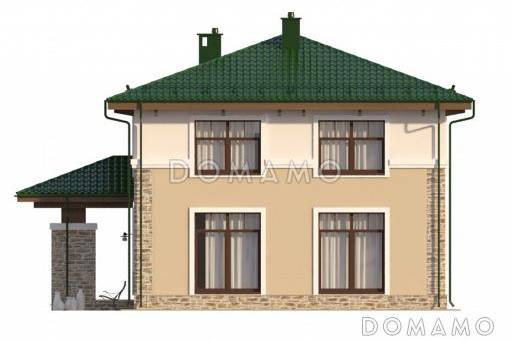 Проект двухцветного коттеджа из SIP с двумя гардеробными и большим крыльцом / Фасад 1