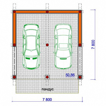 Проект простого навеса для двух авто / План 1 этажа