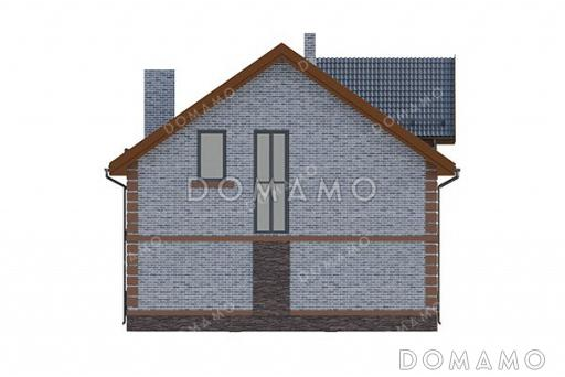 Проект компактного дома с мансардой, 4 спальнями и большим балконом / Фасад 1