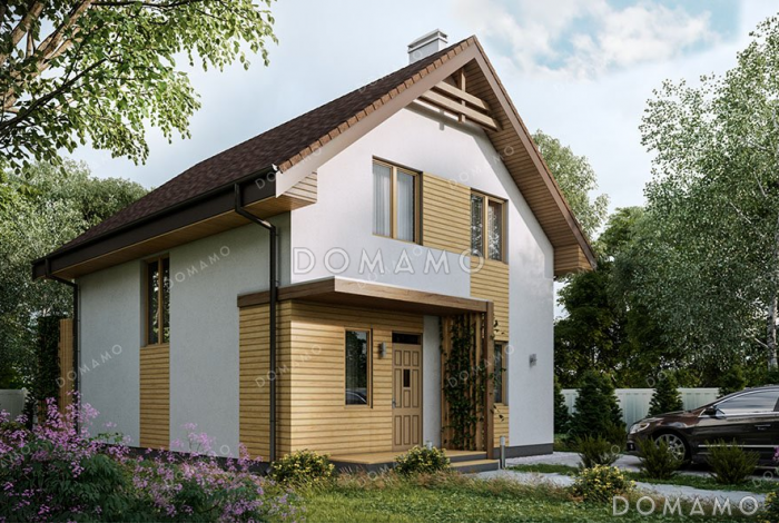 Проект одноэтажного дома с мансардой и террасой