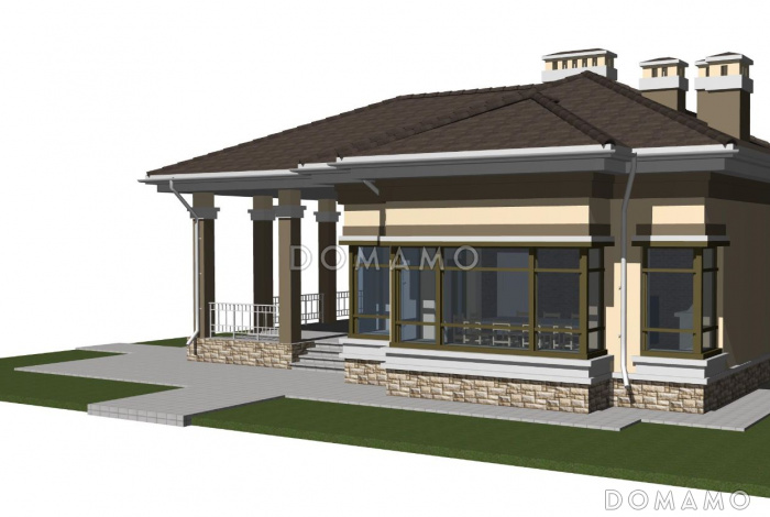 Проект бани с крытой террасой