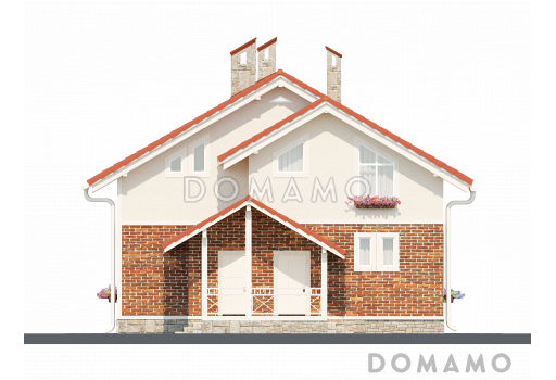 Проект коттеджа с эргономичной планировкой и террасой с барбекю / Фасад 4