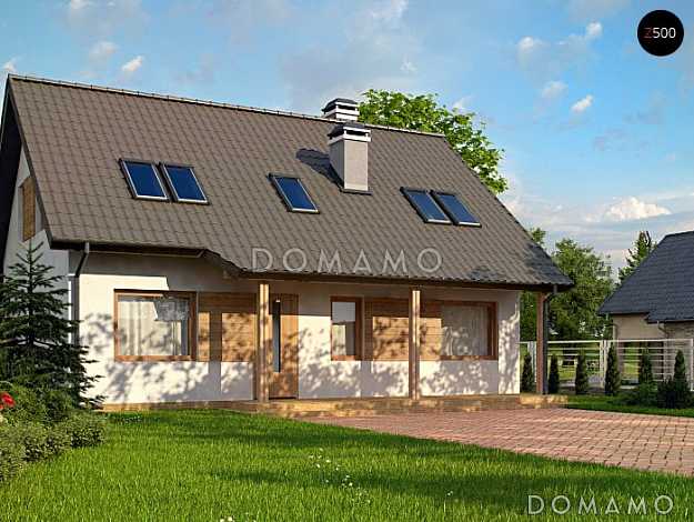 Проект одноэтажного мансардного дома из кирпича с кабинетом и тремя комнатами