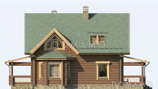 Проект деревянного дома из оцилиндрованного бревна / Фасад 2