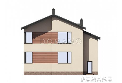 Проект просторного двухэтажного дома из пенобетона и кирпича с пятью комнатами / Фасад 3