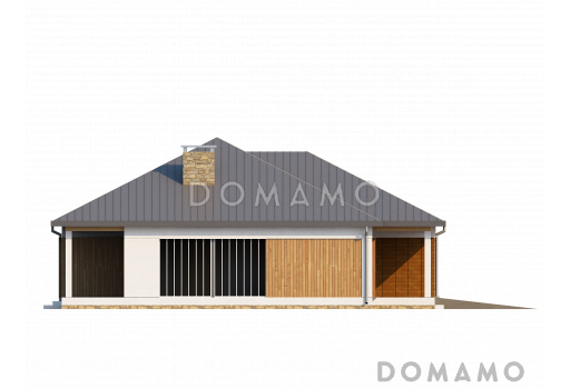 Проект одноэтажного дома из кирпича со встроенным гаражом на два автомобиля / Фасад 3