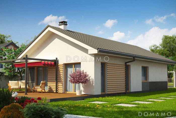 Проект простого уютного одноэтажного дома из газобетона с двумя спальнями