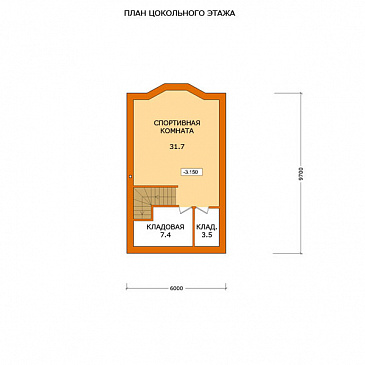 Проект дома с цокольным этажом и большой кухней-столовой / План цокольного этажа