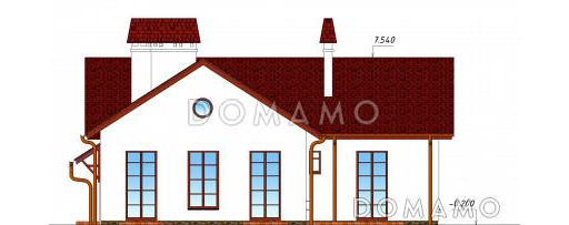 Проект одноэтажного дома с чердачным помещением / Фасад 2