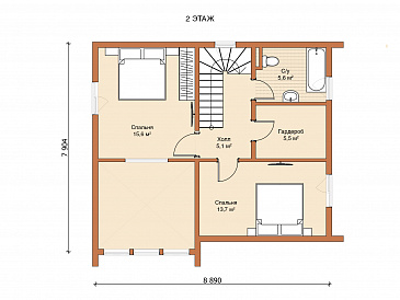 Каркасный дом "Спенсер" / План 2 этажа