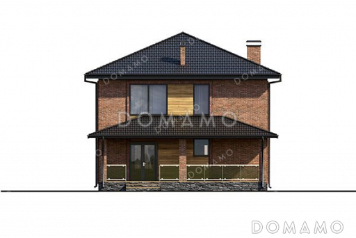 Проект двухэтажного дома с большой гостиной и террасой / Фасад 1