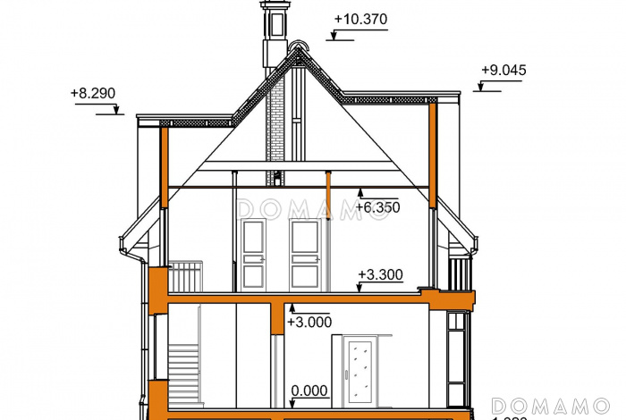Проект кирпичного дома с мансардным этажом и эркером