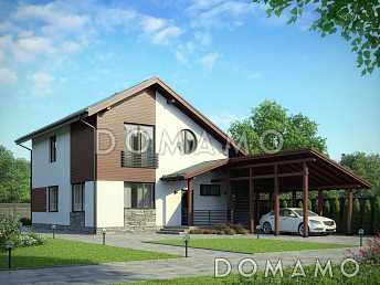 Проект дома из газобетона с круглым окном