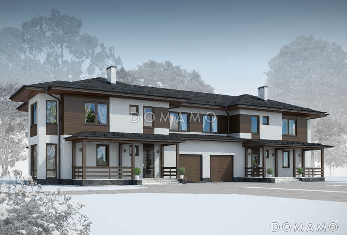 Проект двухэтажного дома на два хозяина с гаражом