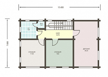 Проект деревянного дома из клееного бруса с отдельным входом в котельную / План 2 этажа