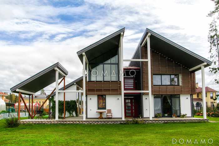 Проект каркасного современного дома с изолированной кухней