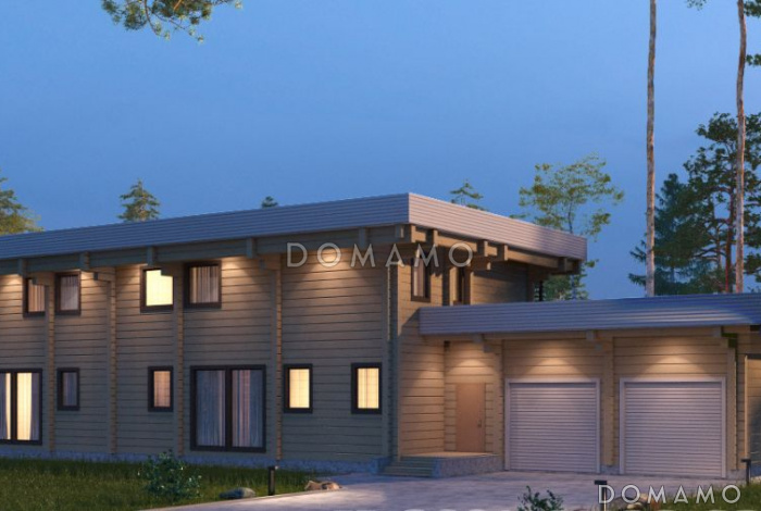 Проект большого двухэтажного дома из клееного бруса с гаражом