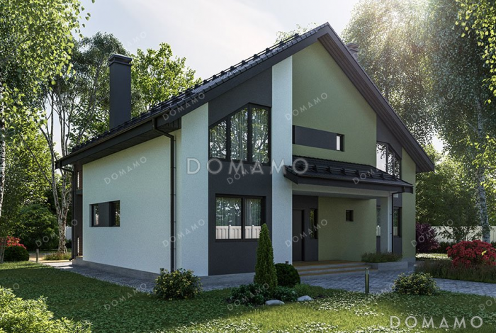 Проект одноэтажного дома с мансардой, террасой и балконами