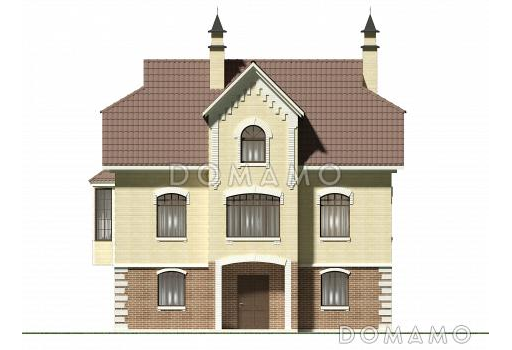 Проект коттеджа с парадным входом из газобетона / Фасад 1