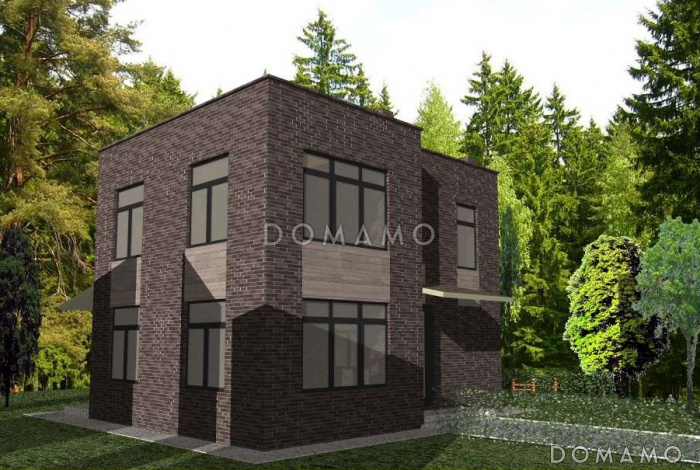 Проект коттеджа с плоской кровлей из клееного бруса