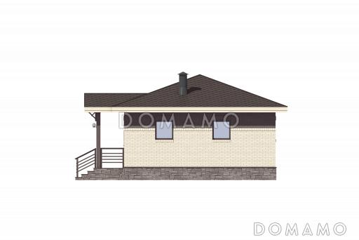 Проект бани с верандой, гостиной с кухней-столовой, парной и душевой / Фасад 4