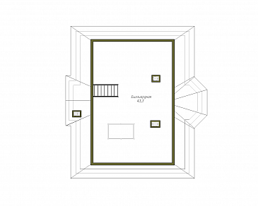 Проект двухэтажного кирпичного коттеджа с мансардой / План мансардного этажа