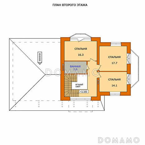 Проект дома с цокольным этажом и большой кухней-столовой / План 2 этажа