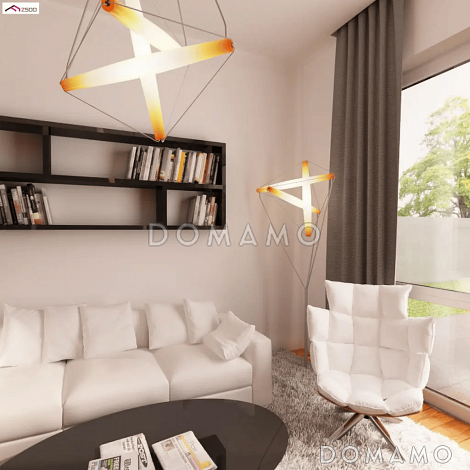 Проект одноэтажного кирпичного дома с просторной гостиной и 3 спальнями