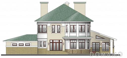 Проект большого дома с гаражом на две машины / Фасад 2