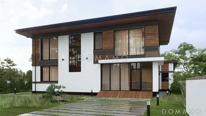 Проект двухэтажного дома с большими спальнями, гостевой комнатой и просторной гостиной