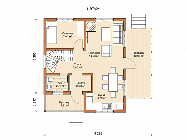 Каркасный дом "Гамма" / План 1 этажа