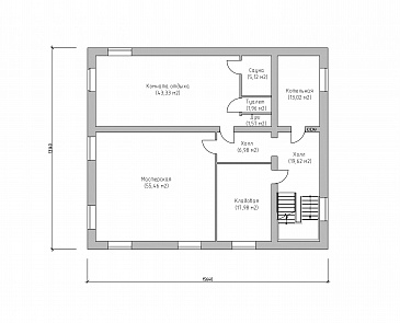 Проект большого современного дома из SIP панелей с цокольным этажом и навесом для двух автомобилей / План цокольного этажа