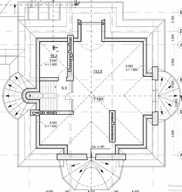 Проект коттеджа с двусветной гостиной, бассейном и зимним садом / План мансардного этажа