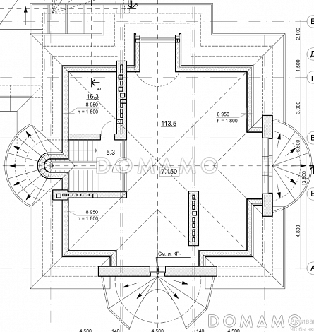 Проект коттеджа с двусветной гостиной, бассейном и зимним садом / План мансардного этажа